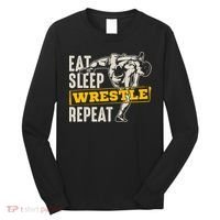 Eat Sleep Wrestle Repeat Funny Wrestling Gift Long Sleeve Shirt thumb 0