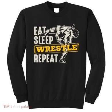 Eat Sleep Wrestle Repeat Funny Wrestling Gift Sweatshirt