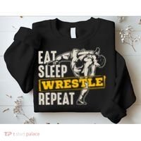 Eat Sleep Wrestle Repeat Funny Wrestling Gift Sweatshirt thumb 2