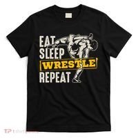 Eat Sleep Wrestle Repeat Funny Wrestling Gift T-Shirt thumb 0