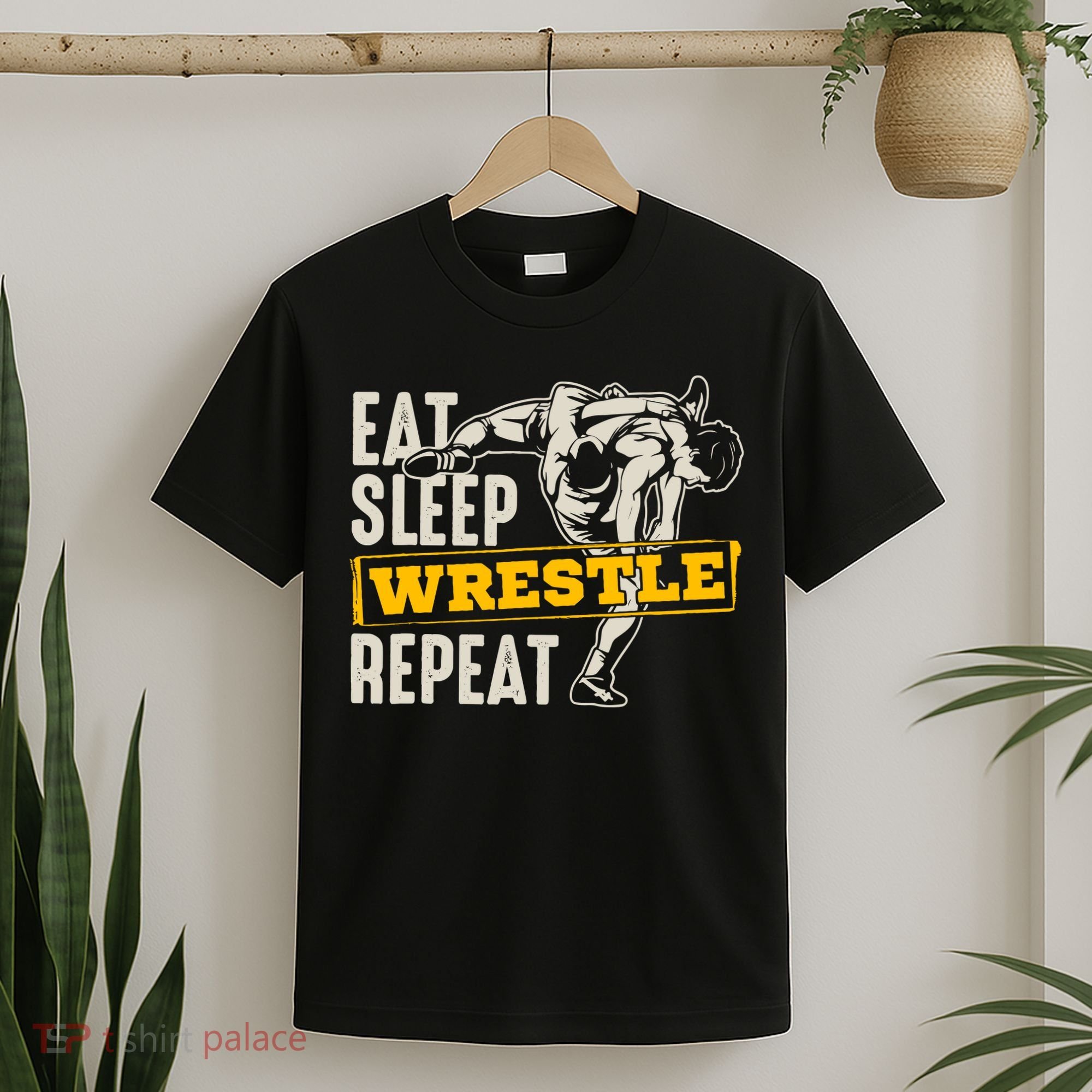 Eat Sleep Wrestle Repeat Funny Wrestling Gift T-Shirt
