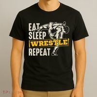 Eat Sleep Wrestle Repeat Funny Wrestling Gift T-Shirt thumb 3