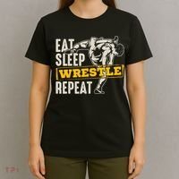Eat Sleep Wrestle Repeat Funny Wrestling Gift T-Shirt thumb 4
