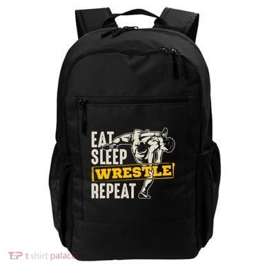 Eat Sleep Wrestle Repeat Funny Wrestling Gift Backpack