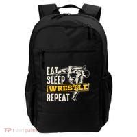 Eat Sleep Wrestle Repeat Funny Wrestling Gift Backpack thumb 0