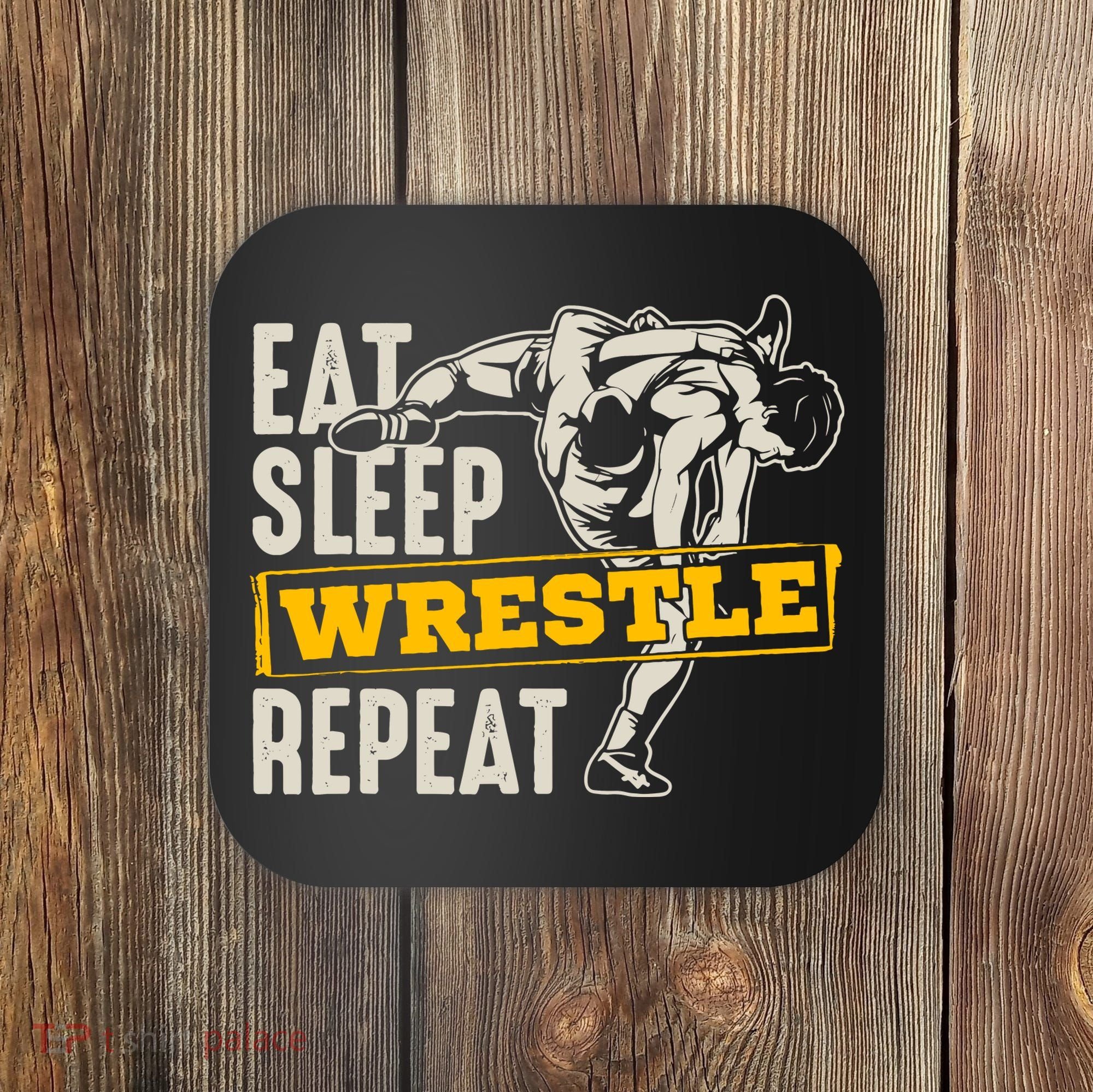 Eat Sleep Wrestle Repeat Funny Wrestling Gift Coaster