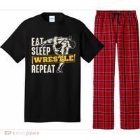 Eat Sleep Wrestle Repeat Funny Wrestling Gift Pajama Set thumb 0