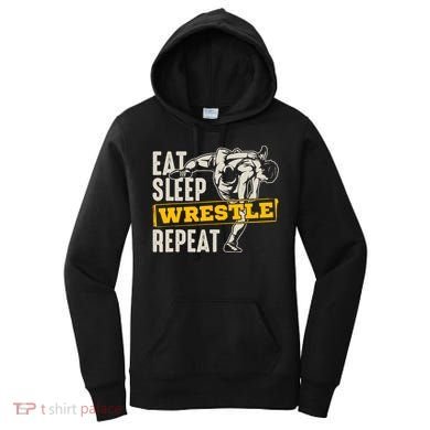 Eat Sleep Wrestle Repeat Funny Wrestling Gift Women's Hoodie