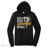 Eat Sleep Wrestle Repeat Funny Wrestling Gift Women's Hoodie thumb 0