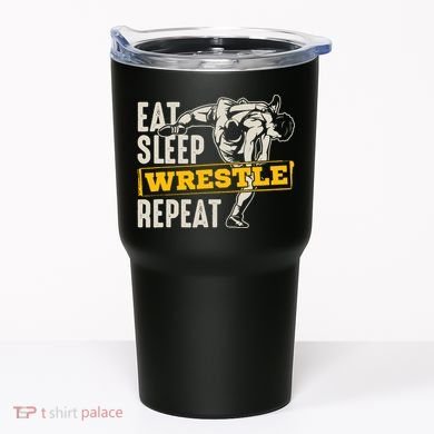 Eat Sleep Wrestle Repeat Funny Wrestling Gift Tumbler