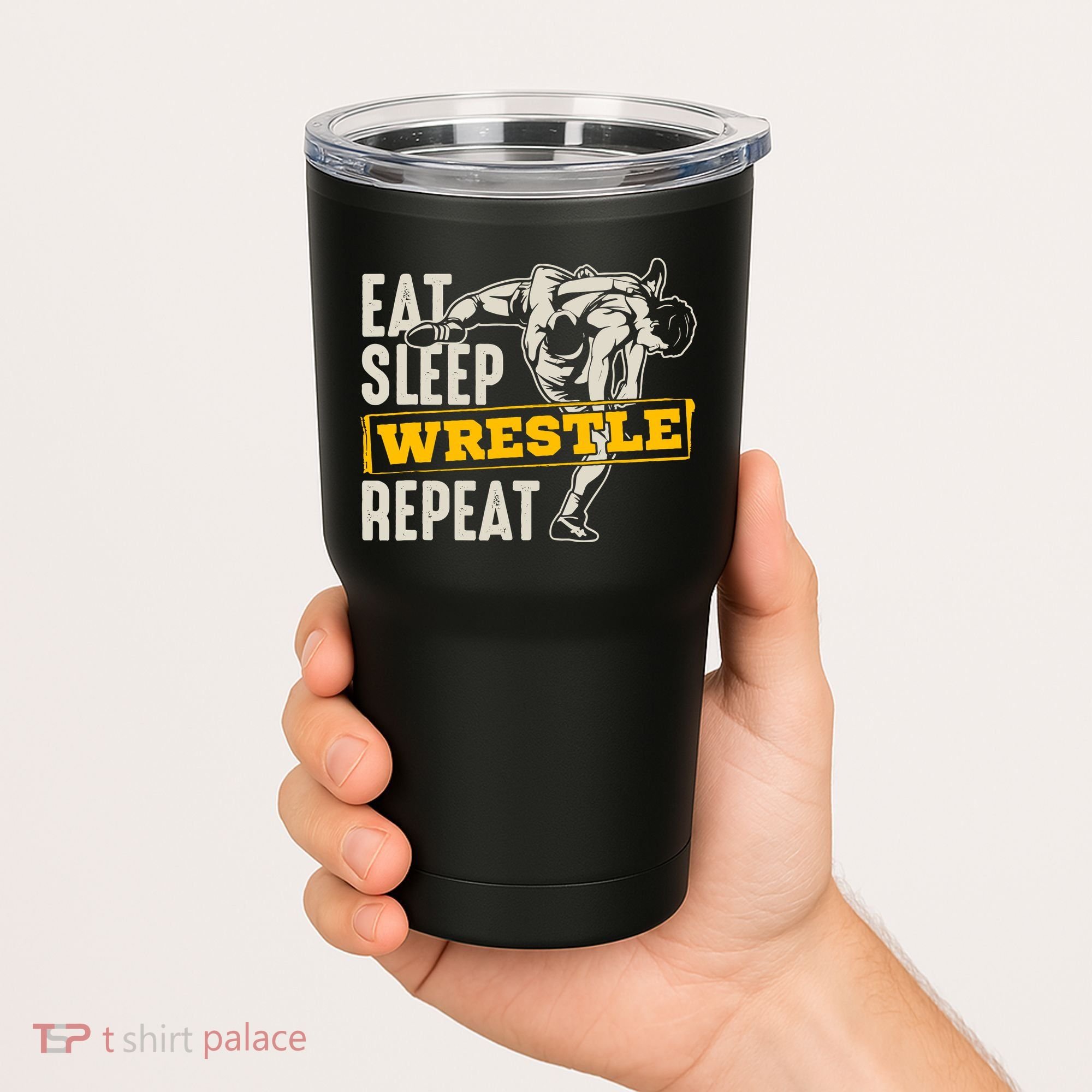 Eat Sleep Wrestle Repeat Funny Wrestling Gift Tumbler