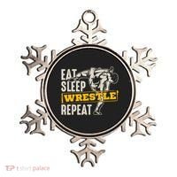 Eat Sleep Wrestle Repeat Funny Wrestling Gift Ornament thumb 0
