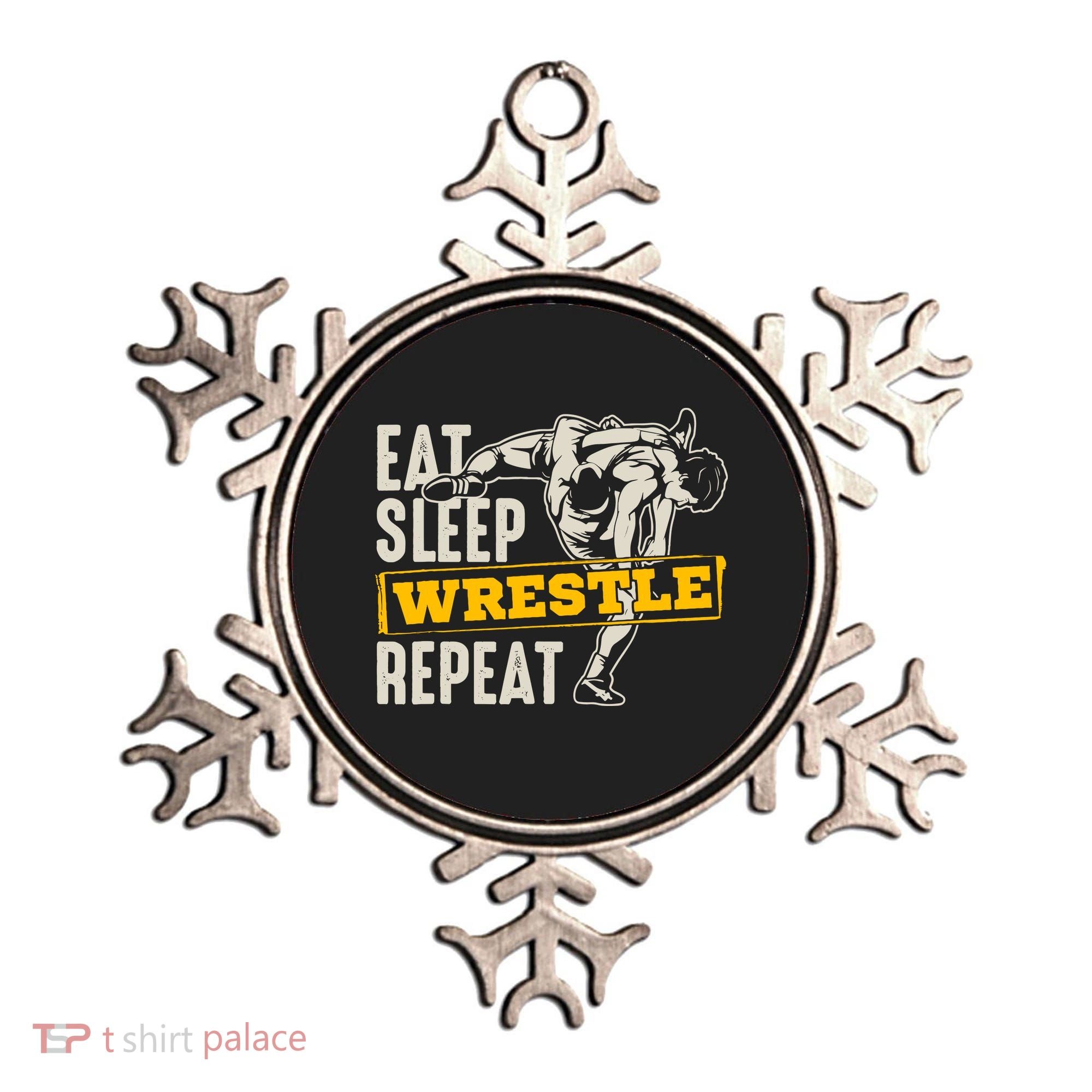 Eat Sleep Wrestle Repeat Funny Wrestling Gift Ornament