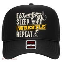 Eat Sleep Wrestle Repeat Funny Wrestling Gift Hat thumb 0