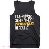Eat Sleep Wrestle Repeat Funny Wrestling Gift Tank Top thumb 0