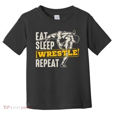 Eat Sleep Wrestle Repeat Funny Wrestling Gift Toddler T-Shirt