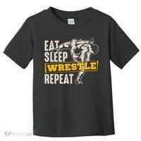 Eat Sleep Wrestle Repeat Funny Wrestling Gift Toddler T-Shirt thumb 0