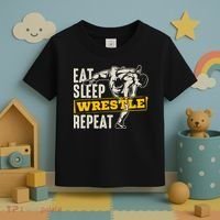 Eat Sleep Wrestle Repeat Funny Wrestling Gift Toddler T-Shirt thumb 3