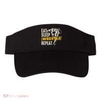 Eat Sleep Wrestle Repeat Funny Wrestling Gift Visor thumb 0