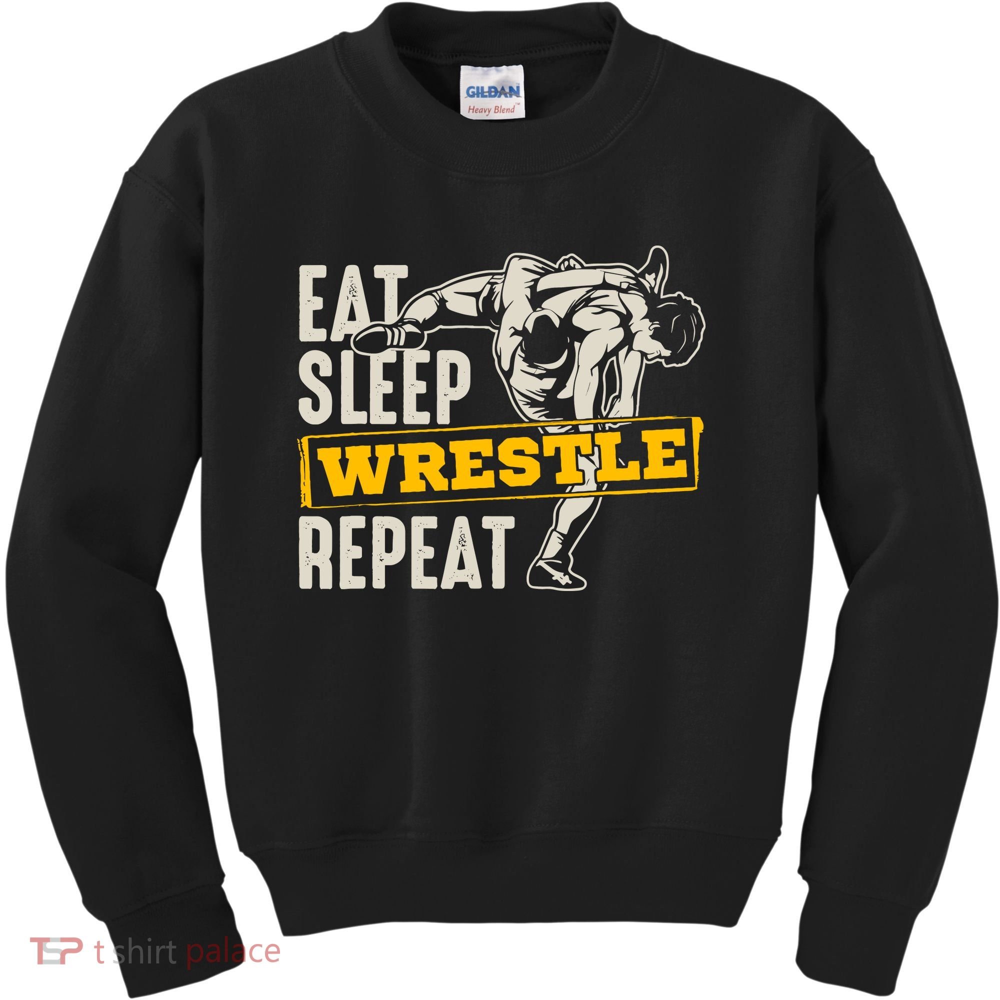 Eat Sleep Wrestle Repeat Funny Wrestling Gift Kids Sweatshirt