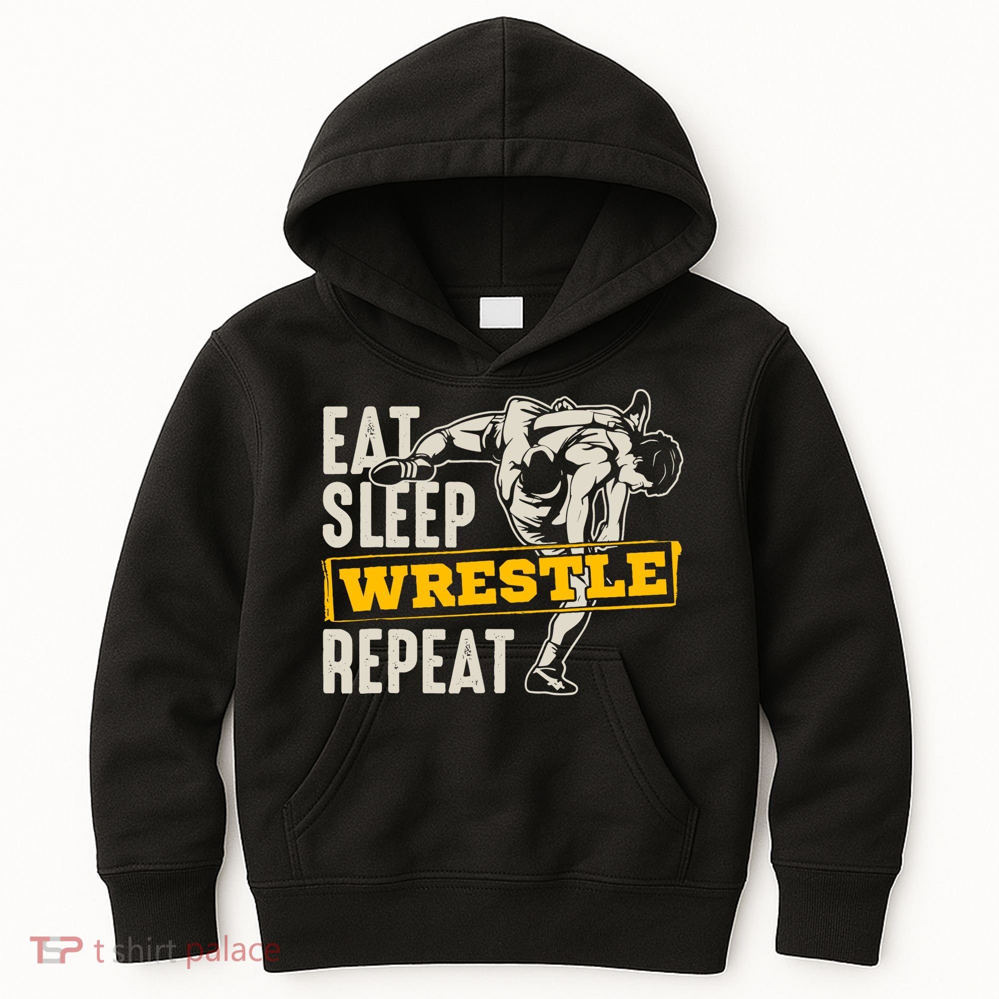 Eat Sleep Wrestle Repeat Funny Wrestling Gift Kids Hoodie
