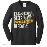 Eat Sleep Wrestle Repeat Funny Wrestling Gift Kids Long Sleeve Shirt thumb 0