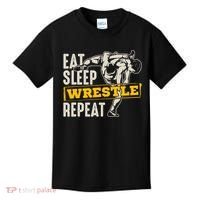 Eat Sleep Wrestle Repeat Funny Wrestling Gift Kids T-Shirt thumb 0