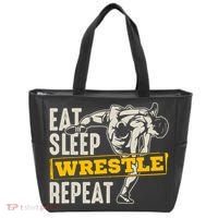 Eat Sleep Wrestle Repeat Funny Wrestling Gift Tote Bag thumb 0