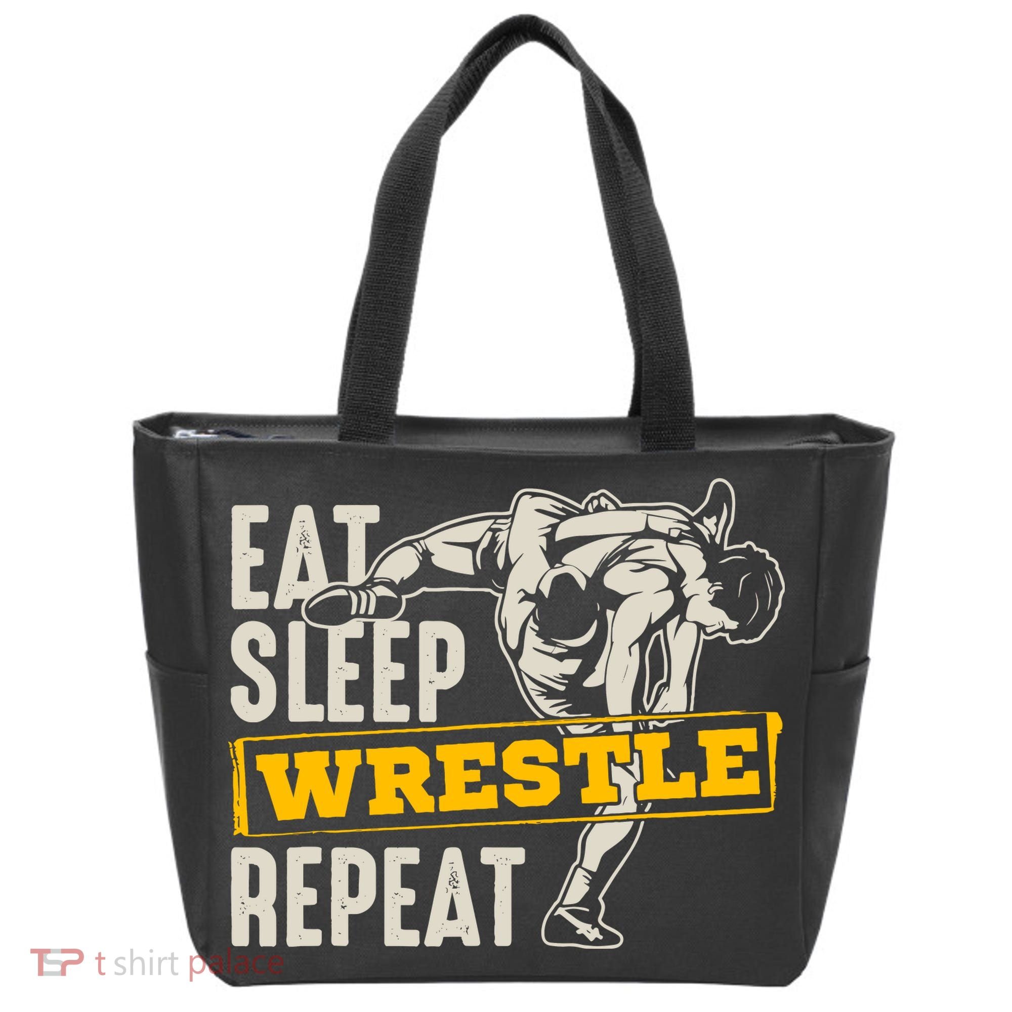 Eat Sleep Wrestle Repeat Funny Wrestling Gift Tote Bag