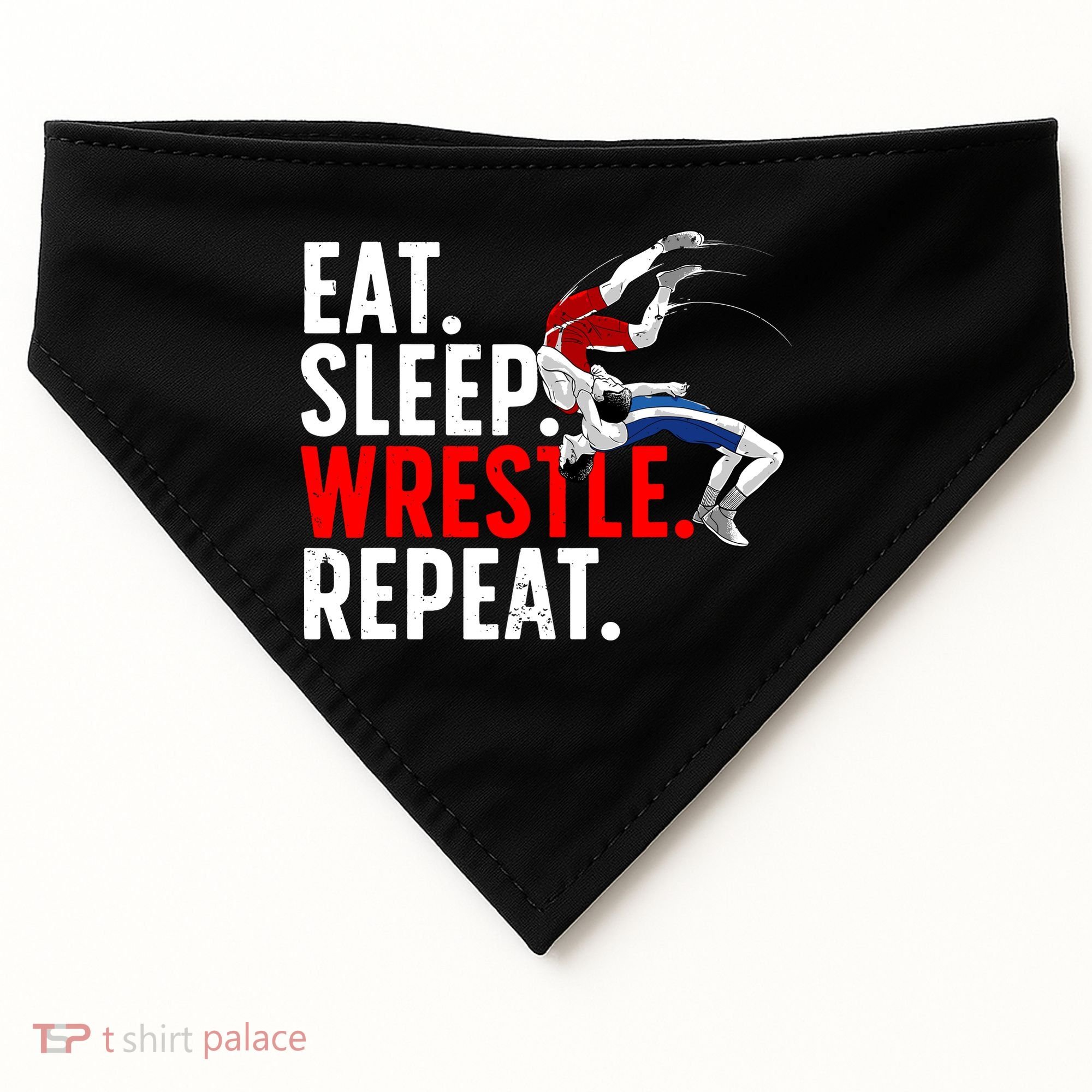 Eat Sleep Wrestle Repeat USA-Made Doggie Bandana