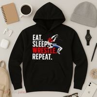Eat Sleep Wrestle Repeat Hoodie thumb 3