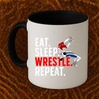 Eat Sleep Wrestle Repeat Coffee Mug thumb 2