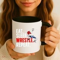 Eat Sleep Wrestle Repeat Coffee Mug thumb 3