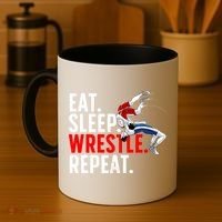 Eat Sleep Wrestle Repeat Coffee Mug thumb 4