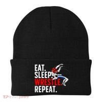 Eat Sleep Wrestle Repeat Beanie thumb 0