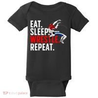 Eat Sleep Wrestle Repeat Baby Bodysuit thumb 0