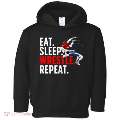 Eat Sleep Wrestle Repeat Toddler Hoodie