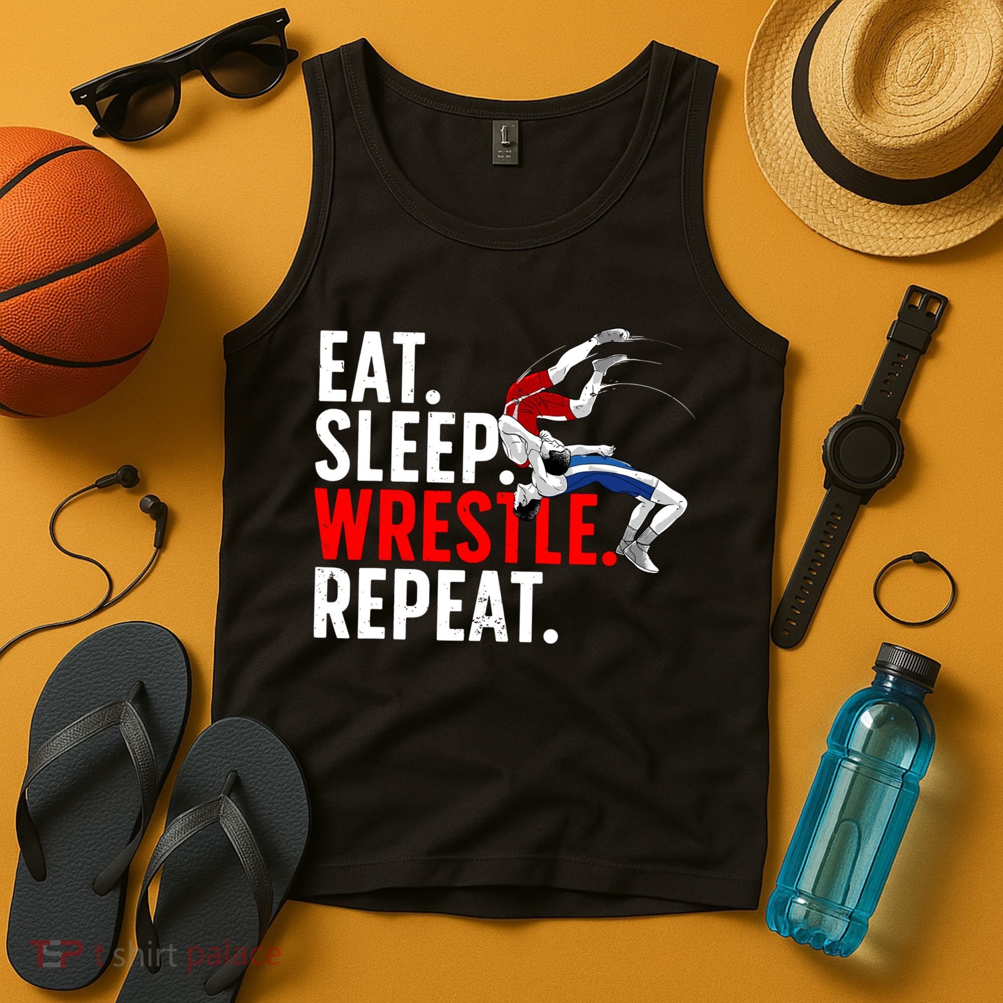 Eat Sleep Wrestle Repeat Tank Top