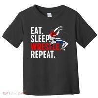 Eat Sleep Wrestle Repeat Toddler T-Shirt thumb 0