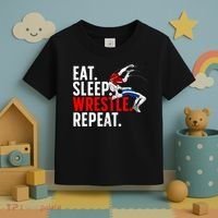 Eat Sleep Wrestle Repeat Toddler T-Shirt thumb 3