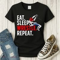 Eat Sleep Wrestle Repeat Women's T-Shirt thumb 3