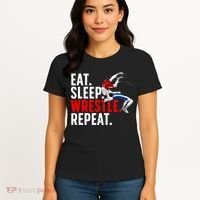 Eat Sleep Wrestle Repeat Women's T-Shirt thumb 4