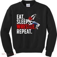Eat Sleep Wrestle Repeat Kids Sweatshirt thumb 0
