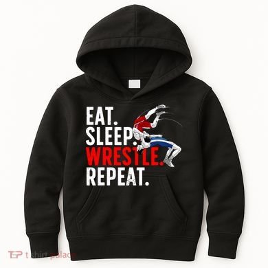 Eat Sleep Wrestle Repeat Kids Hoodie