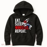 Eat Sleep Wrestle Repeat Kids Hoodie thumb 0