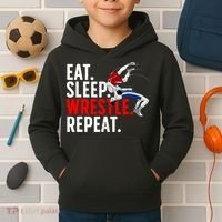 Eat Sleep Wrestle Repeat Kids Hoodie thumb 2