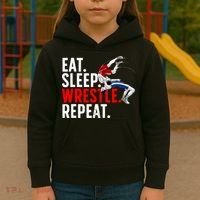 Eat Sleep Wrestle Repeat Kids Hoodie thumb 3