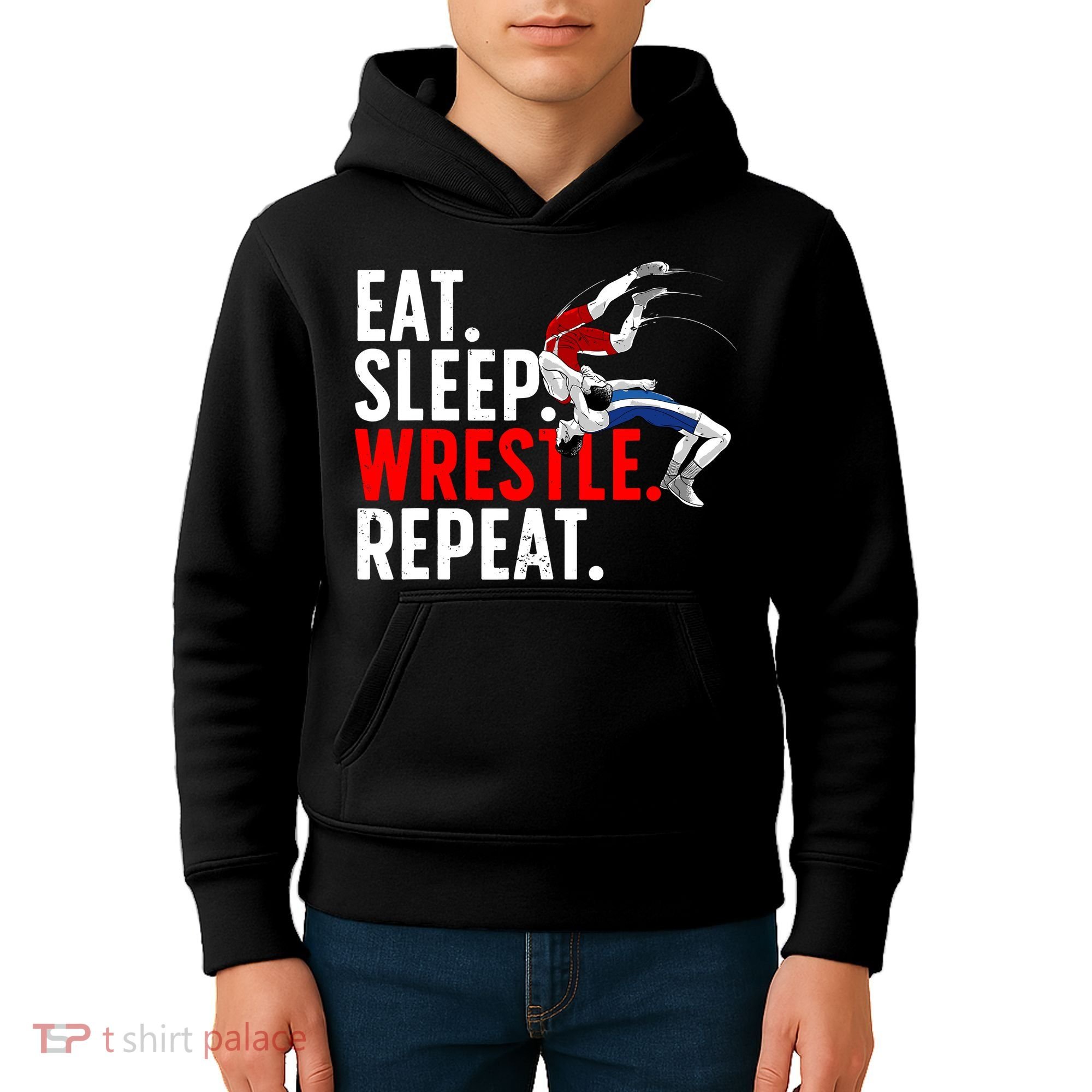 Eat Sleep Wrestle Repeat Kids Hoodie