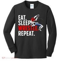 Eat Sleep Wrestle Repeat Kids Long Sleeve Shirt thumb 0