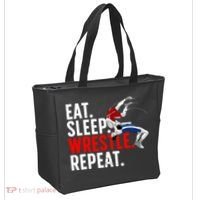 Eat Sleep Wrestle Repeat Tote Bag thumb 2